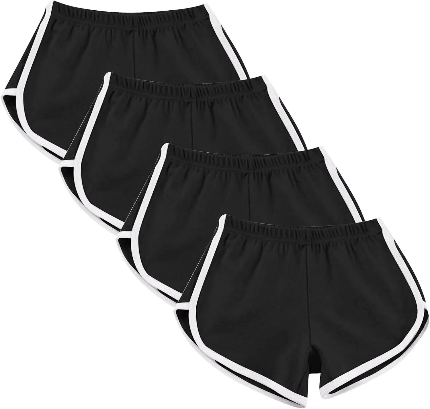 Sports Shorts for Women Pack of 4 Casual Elastic Waist Gym Athletic Shorts Workout Running Yoga Lounge Shorts
