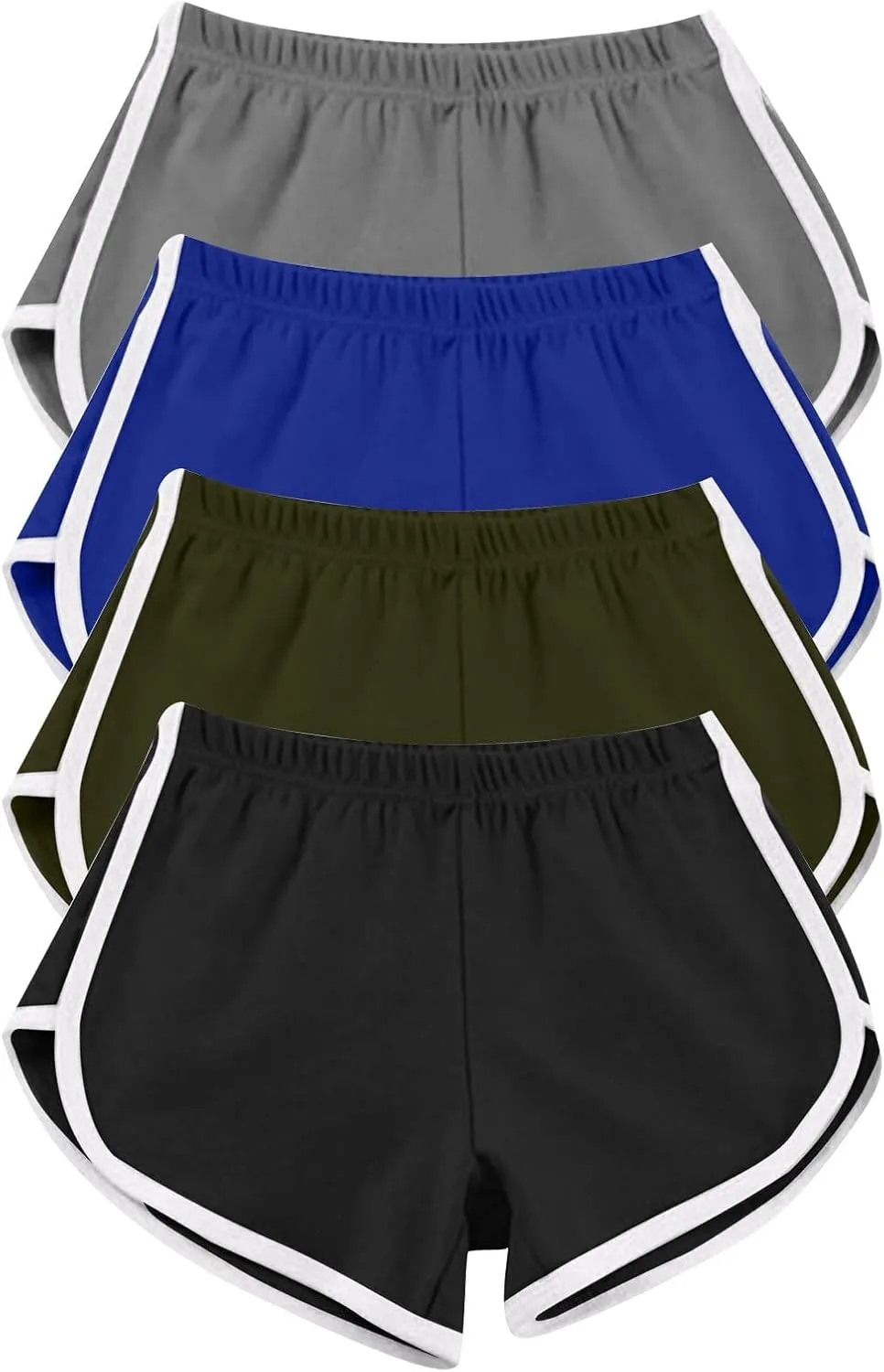 Sports Shorts for Women Pack of 4 Casual Elastic Waist Gym Athletic Shorts Workout Running Yoga Lounge Shorts