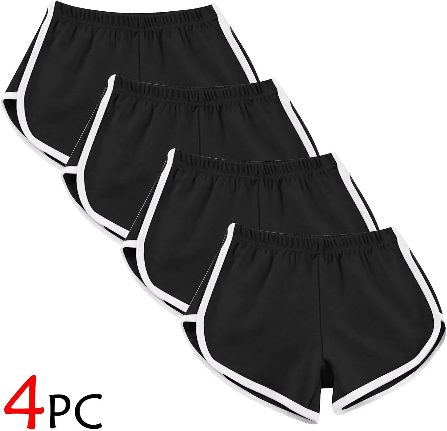 Sports Shorts for Women Pack of 4 Casual Elastic Waist Gym Athletic Shorts Workout Running Yoga Lounge Shorts
