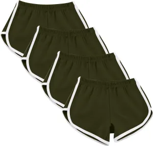 Sports Shorts for Women Pack of 4 Casual Elastic Waist Gym Athletic Shorts Workout Running Yoga Lounge Shorts