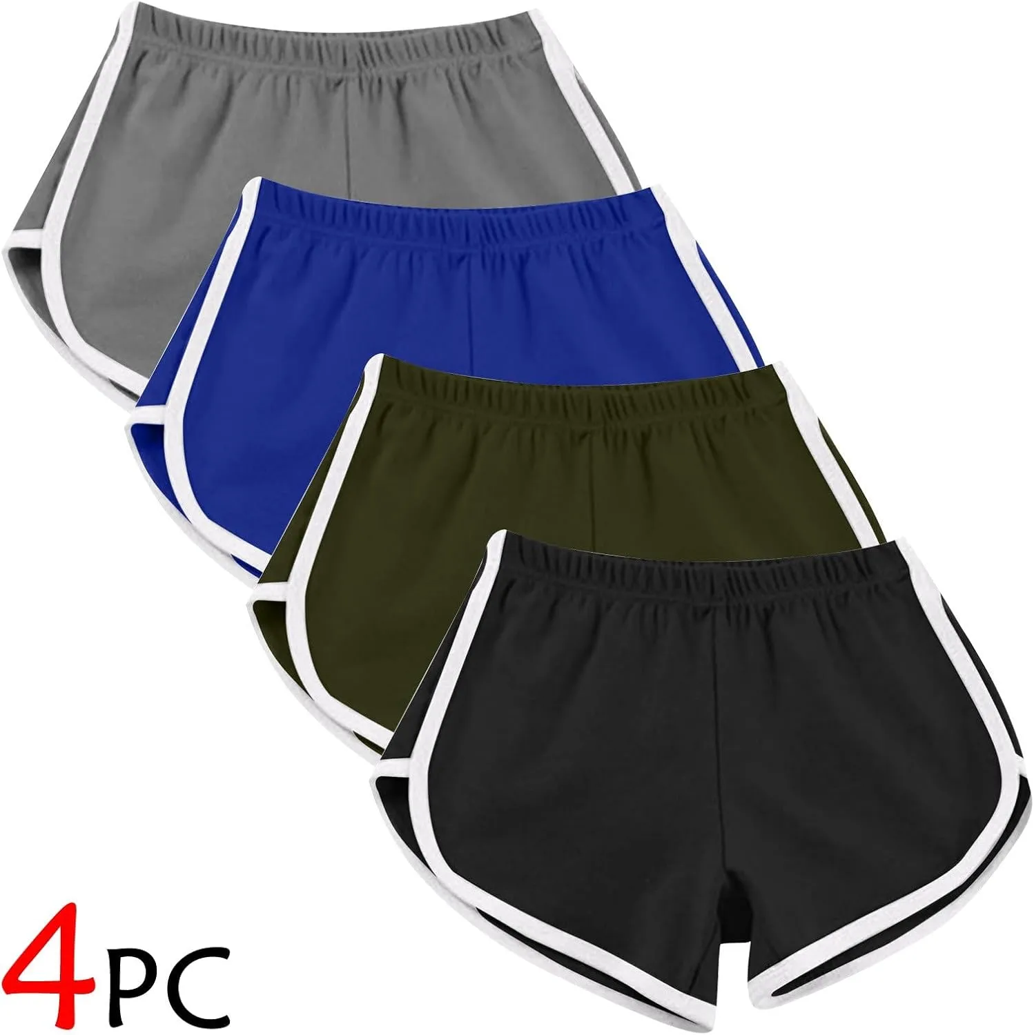 Sports Shorts for Women Pack of 4 Casual Elastic Waist Gym Athletic Shorts Workout Running Yoga Lounge Shorts