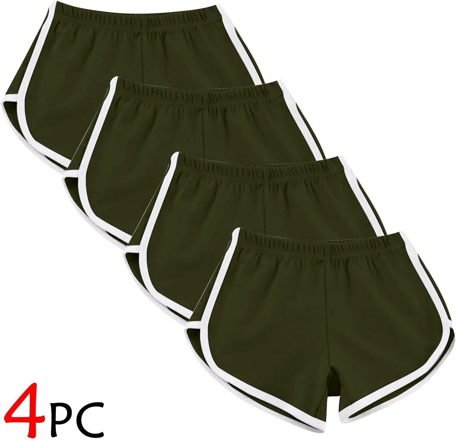 Sports Shorts for Women Pack of 4 Casual Elastic Waist Gym Athletic Shorts Workout Running Yoga Lounge Shorts
