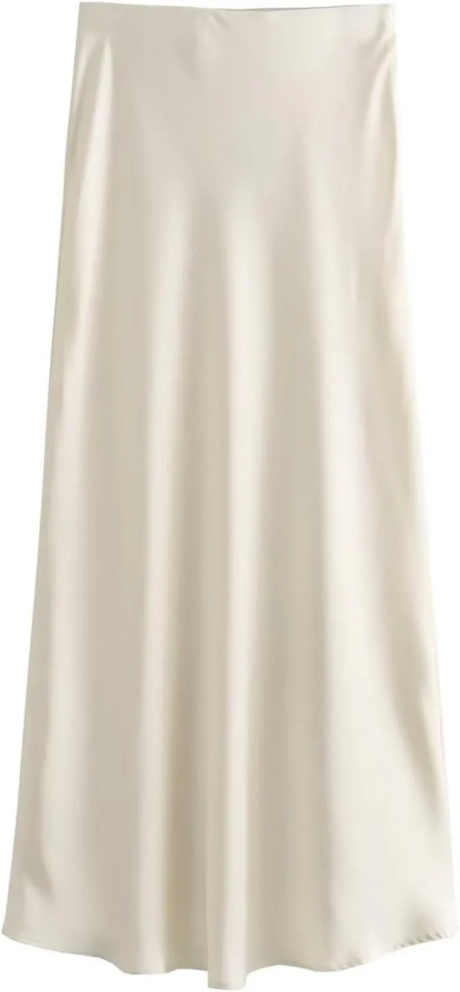 Spring Summer Skirts Satin Skirt High Waisted Maxi Party Wedding A Line Long Skirts