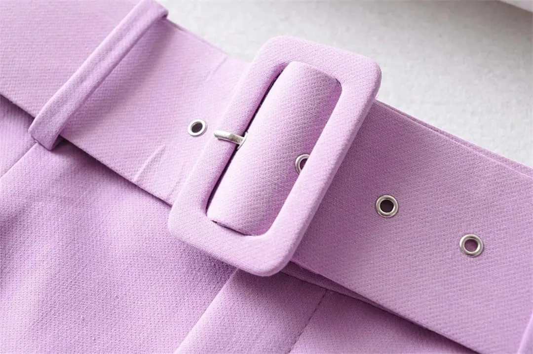 Spring Women Straight Harem Pants Belt Casual Ankle Length Elegant Pleated Trousers