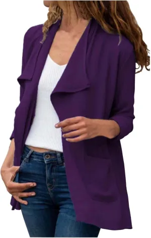 Stylish Women's Classic Long Sleeve Open Front Cardigan Trench Coat for Fall and Winter Casual Wear