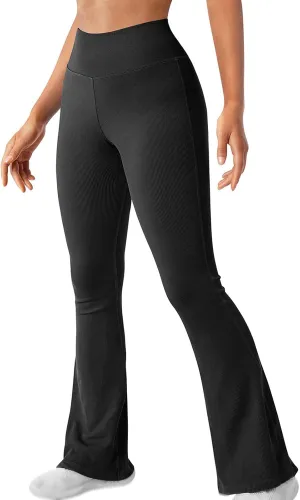 Summer Pants for Women 2024 Stretch Workout Butt Lifting Flare Yoga Pants Casual Athletic High Waist Bootcut Bottoms Trousers