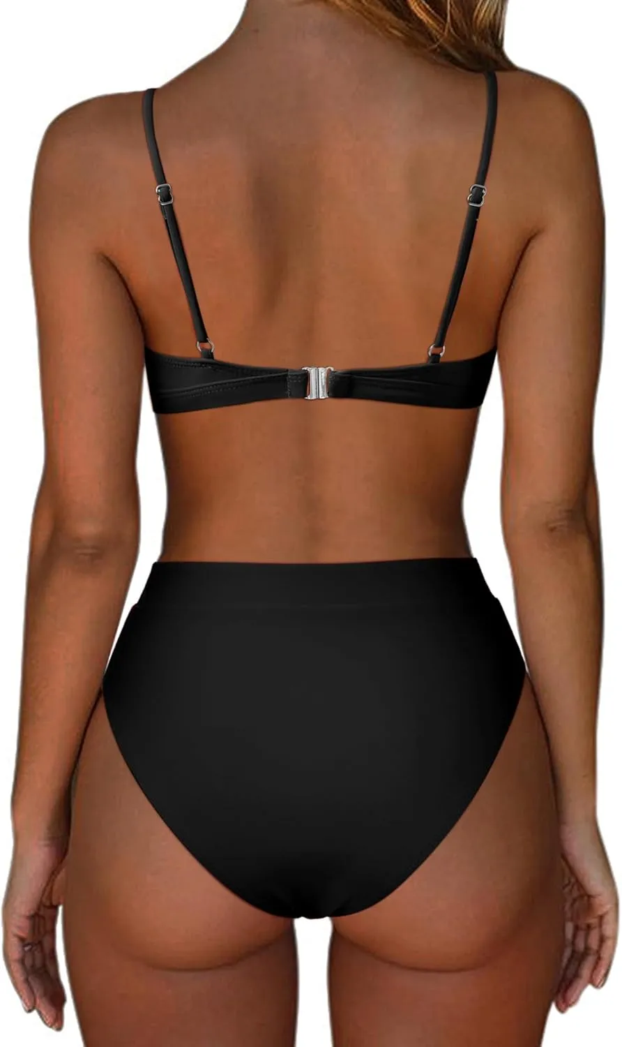 SUUKSESS Women Sexy High Waisted 2 Piece Bikini Sets Triangle High Cut Swimsuits