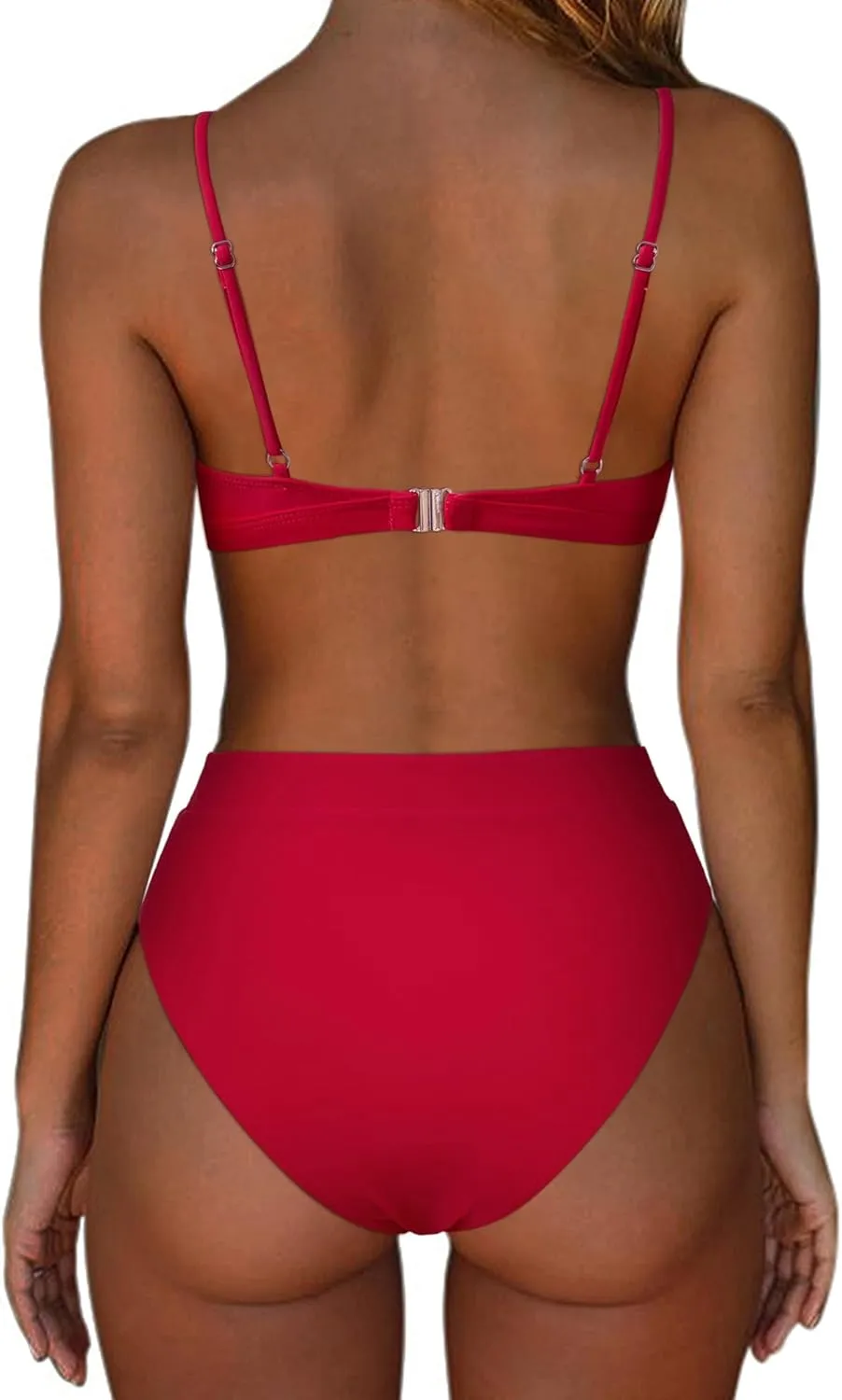 SUUKSESS Women Sexy High Waisted 2 Piece Bikini Sets Triangle High Cut Swimsuits
