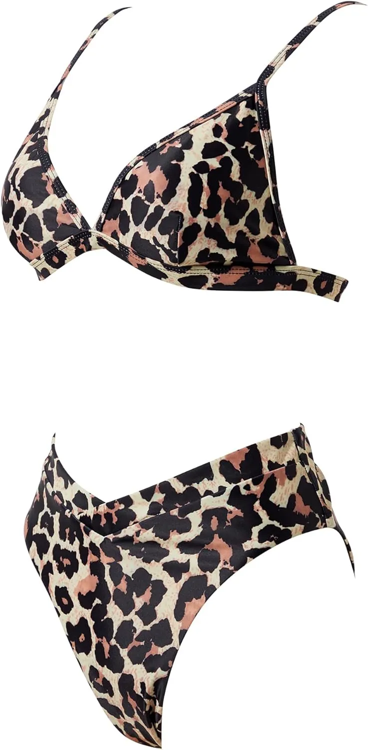 SUUKSESS Women Triangle High Cut Bikini Sets Sexy High Waisted 2 Piece Swimsuit