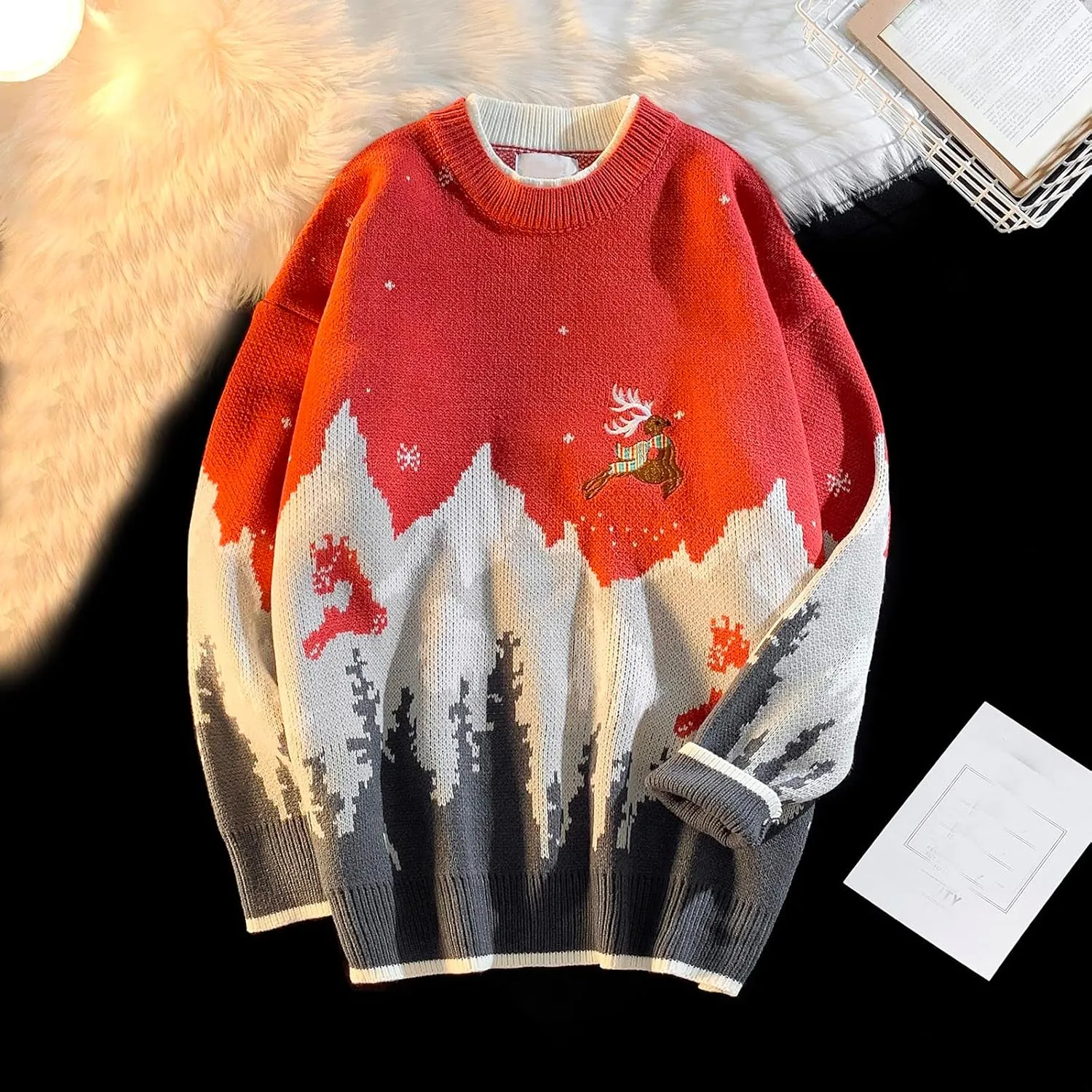 Sweater Men Christmas Fashion Casual Personality Christmas Printed Couple Sweater Pullover Sweater Men'S Dress