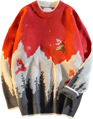 Sweater Men Christmas Fashion Casual Personality Christmas Printed Couple Sweater Pullover Sweater Men'S Dress