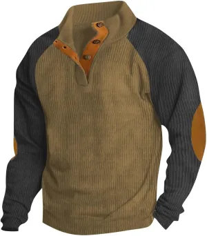 Sweatshirts For Men Loose Stand Collar Button Neck Henley Casual Long Sleeve Tops 2024