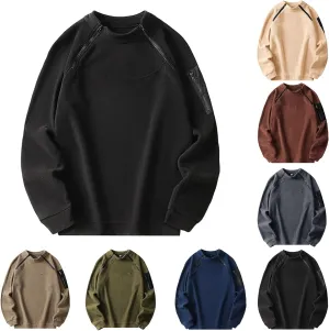 Sweatshirts for Men Tactical Crewneck Sweatshirt Oversized Pullover Shirt Long Sleeve Shirts Plain Tops Fall Trendy