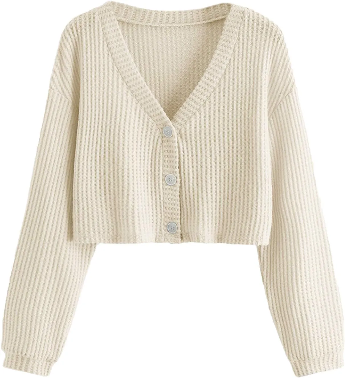 SweatyRocks Women's Long Sleeve Button Front V Neck Soft Knit Cardigan Sweaters