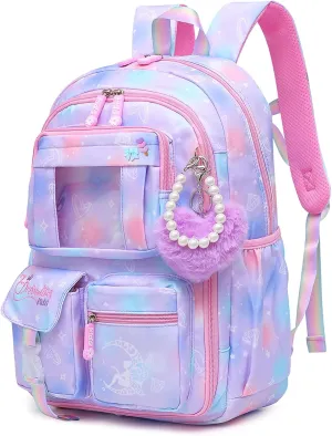 Sweet Girls Backpack - Stylish Splash-resistant School Bag with Multiple Pockets & Trendy Laptop Compartment17inch Purple