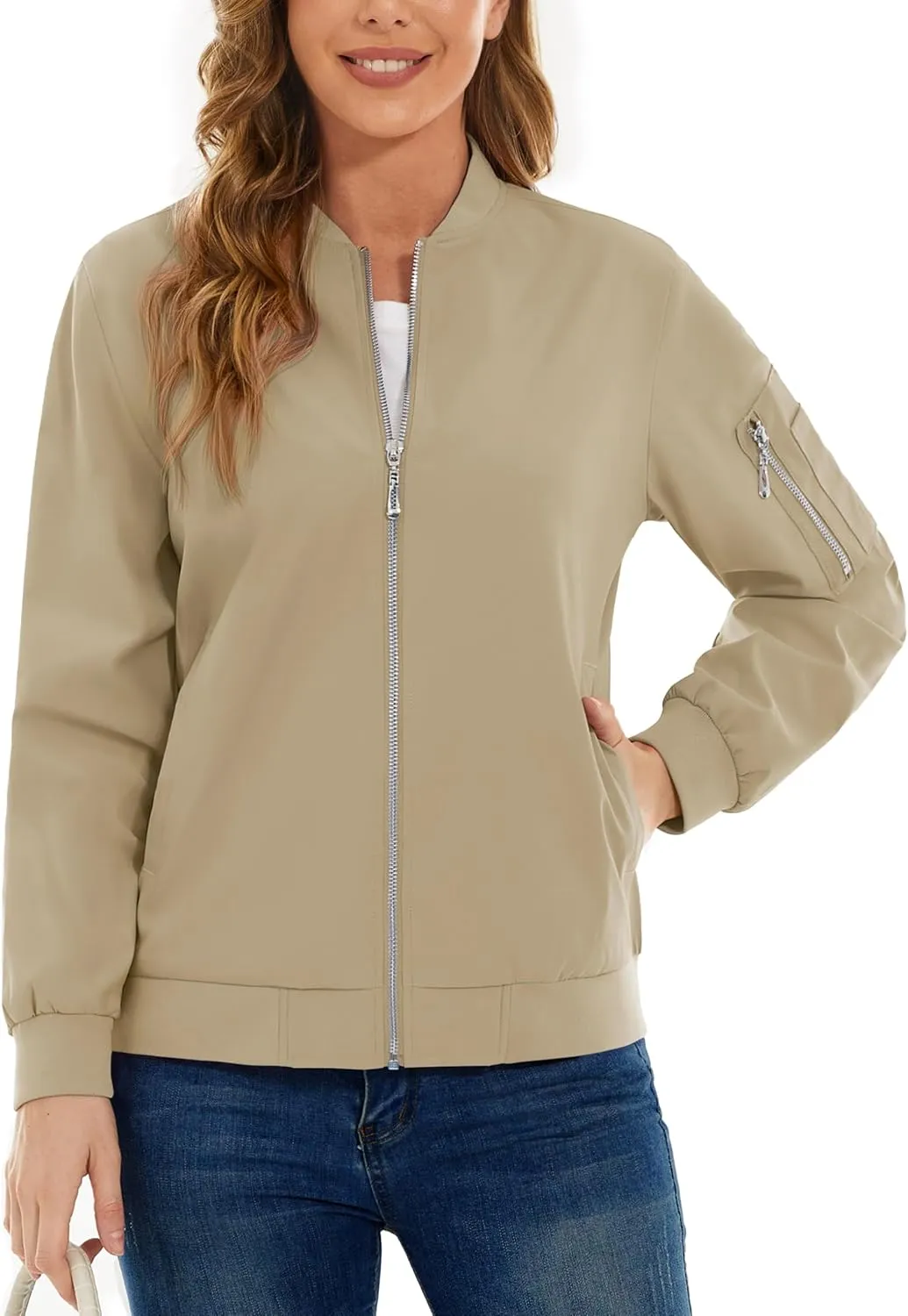 TACVASEN Women's Bomber Jackets Lightweight Casual Jacket Full Zip Windbreaker Fall Jacket