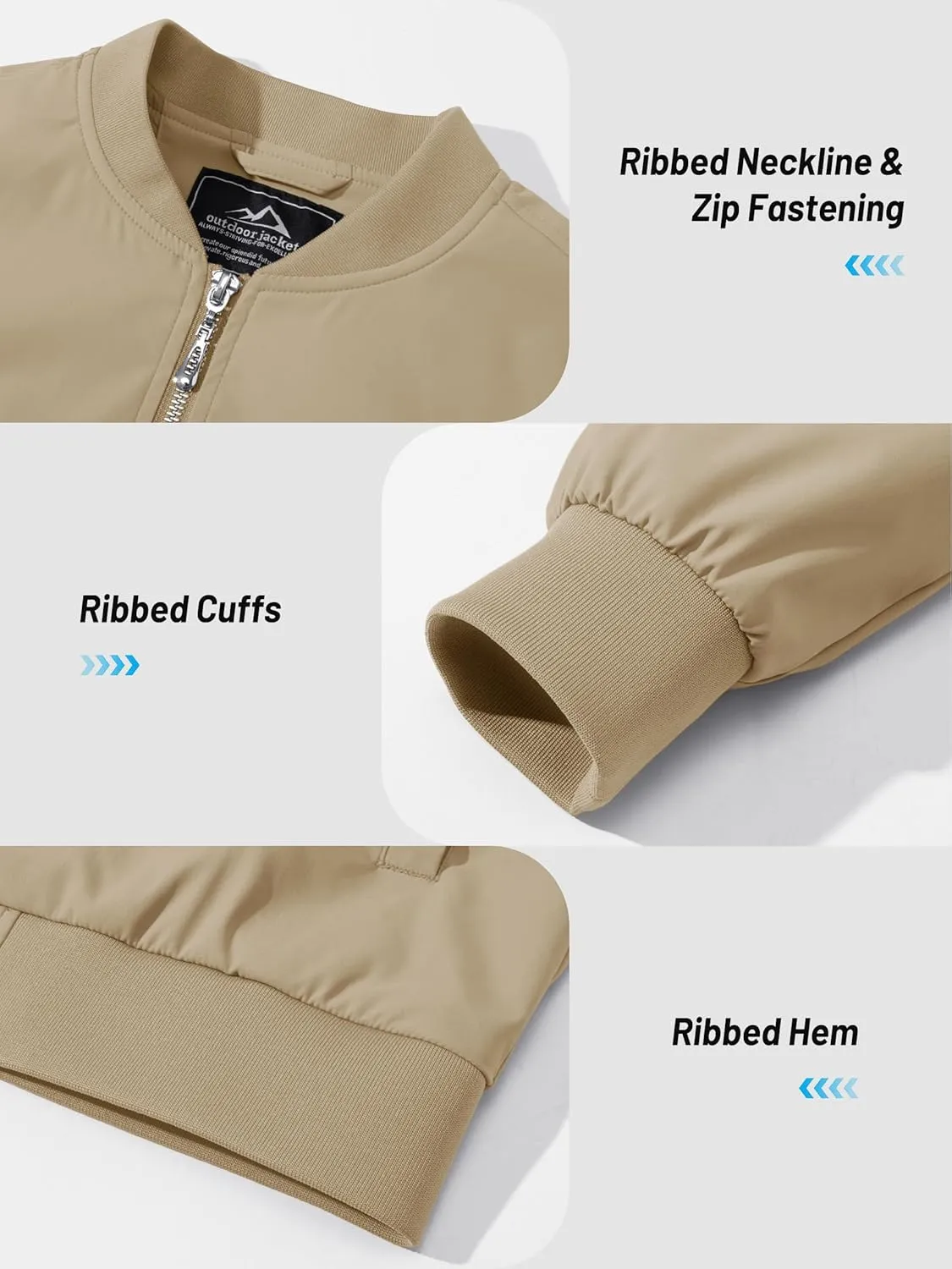TACVASEN Women's Bomber Jackets Lightweight Casual Jacket Full Zip Windbreaker Fall Jacket