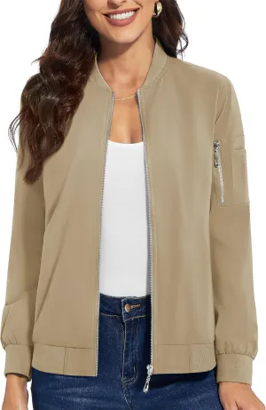 TACVASEN Women's Bomber Jackets Lightweight Casual Jacket Full Zip Windbreaker Fall Jacket