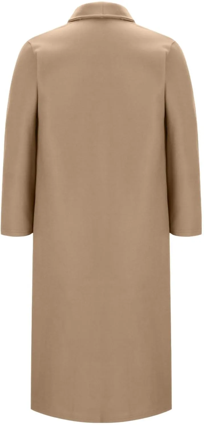 TANGNADE Winter Coats for Women Long Length Wool Jackets Notch Lapel Single Breasted Trendy Casual Long Pea Trench Coat