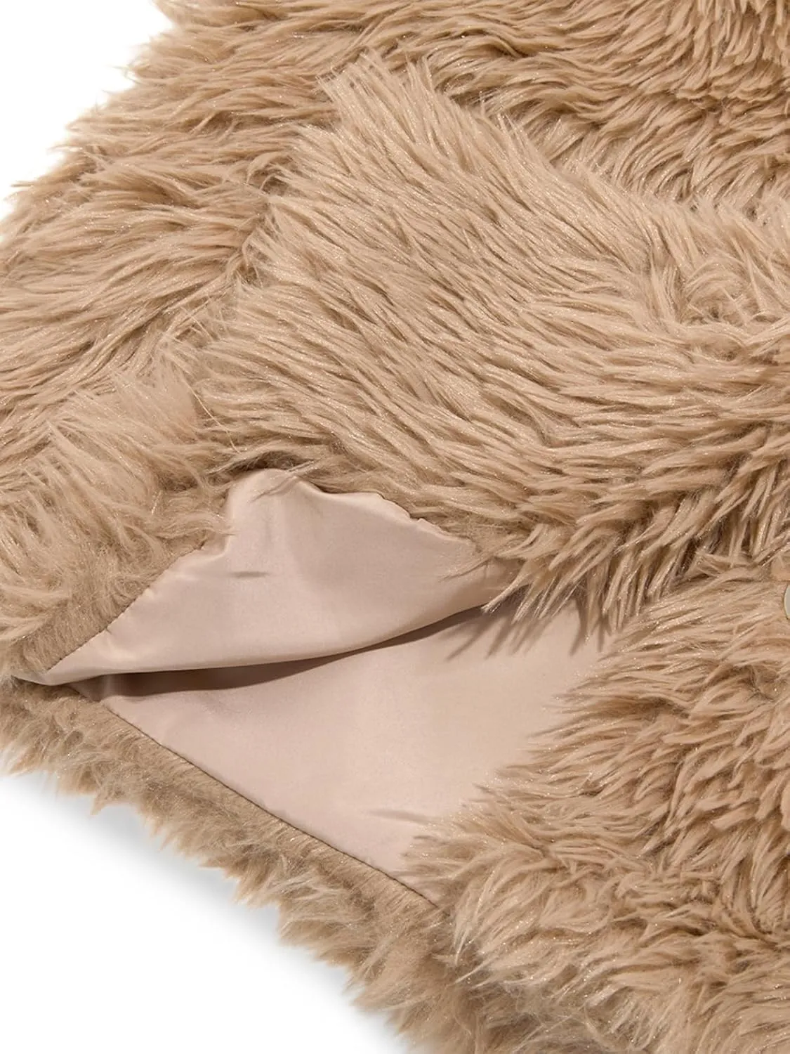 Tankaneo Womens Cropped Faux Fur Coat Lapel Collar Button Down Fluffy Jackets Winter Outerwear