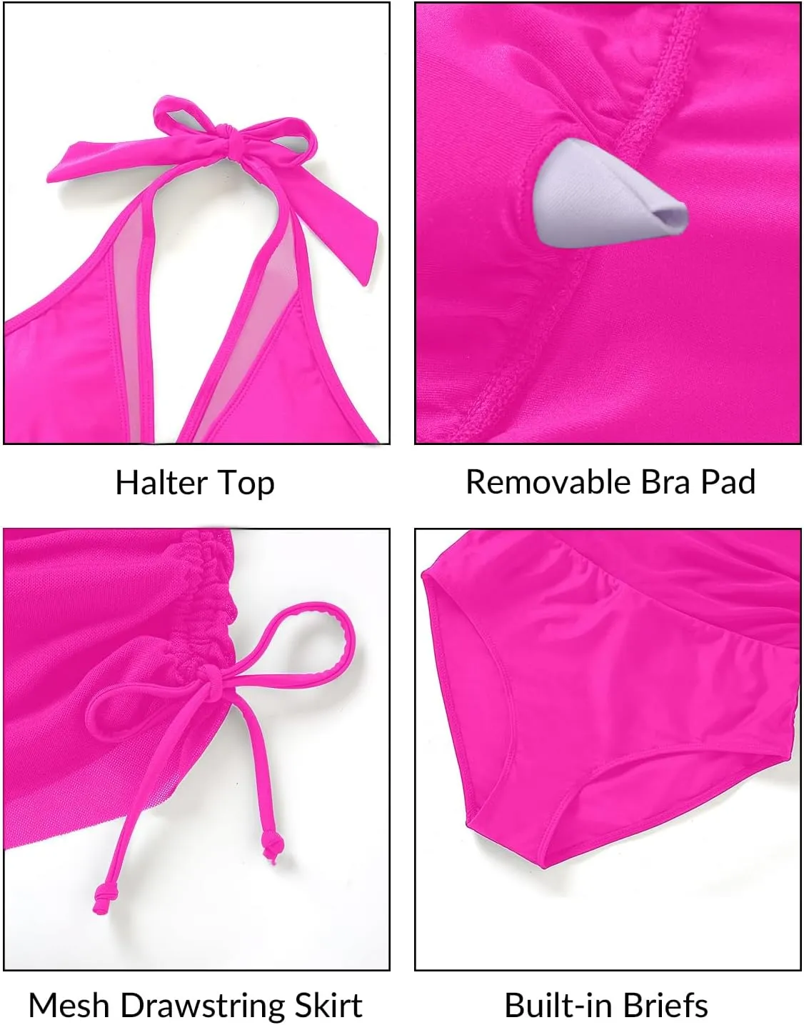 Tankini Bathing Suit for Women - Two Piece Swimsuit with Skirt Tummy Control Swimwear Halter Mesh Swim Dress 2025