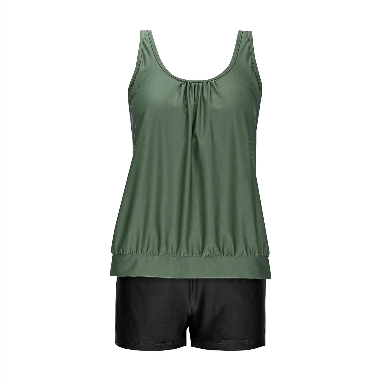 Tankini Swimsuits for Women Two Piece Bathing Suits Printed Blouson Tank Top with Boyshorts Modest Swimwear