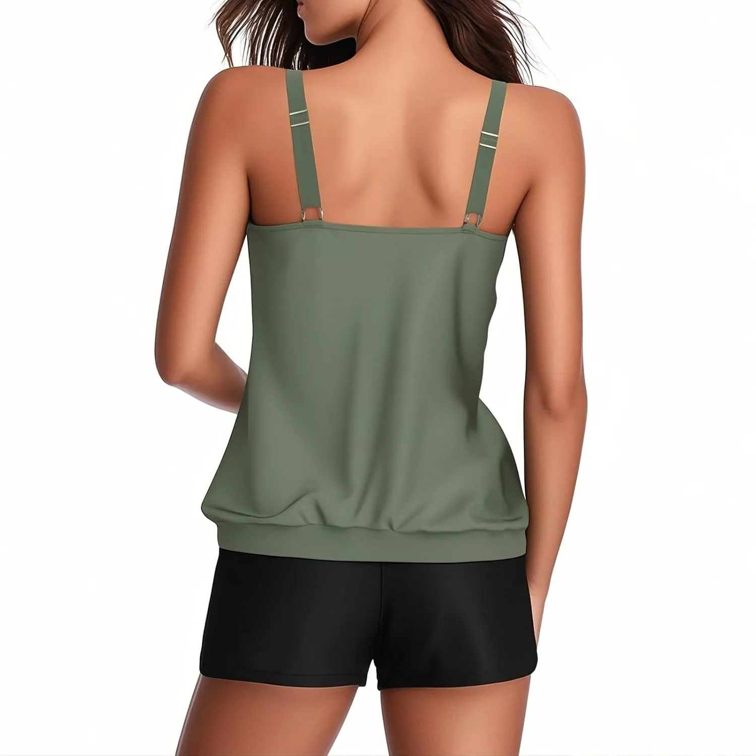 Tankini Swimsuits for Women Two Piece Bathing Suits Printed Blouson Tank Top with Boyshorts Modest Swimwear