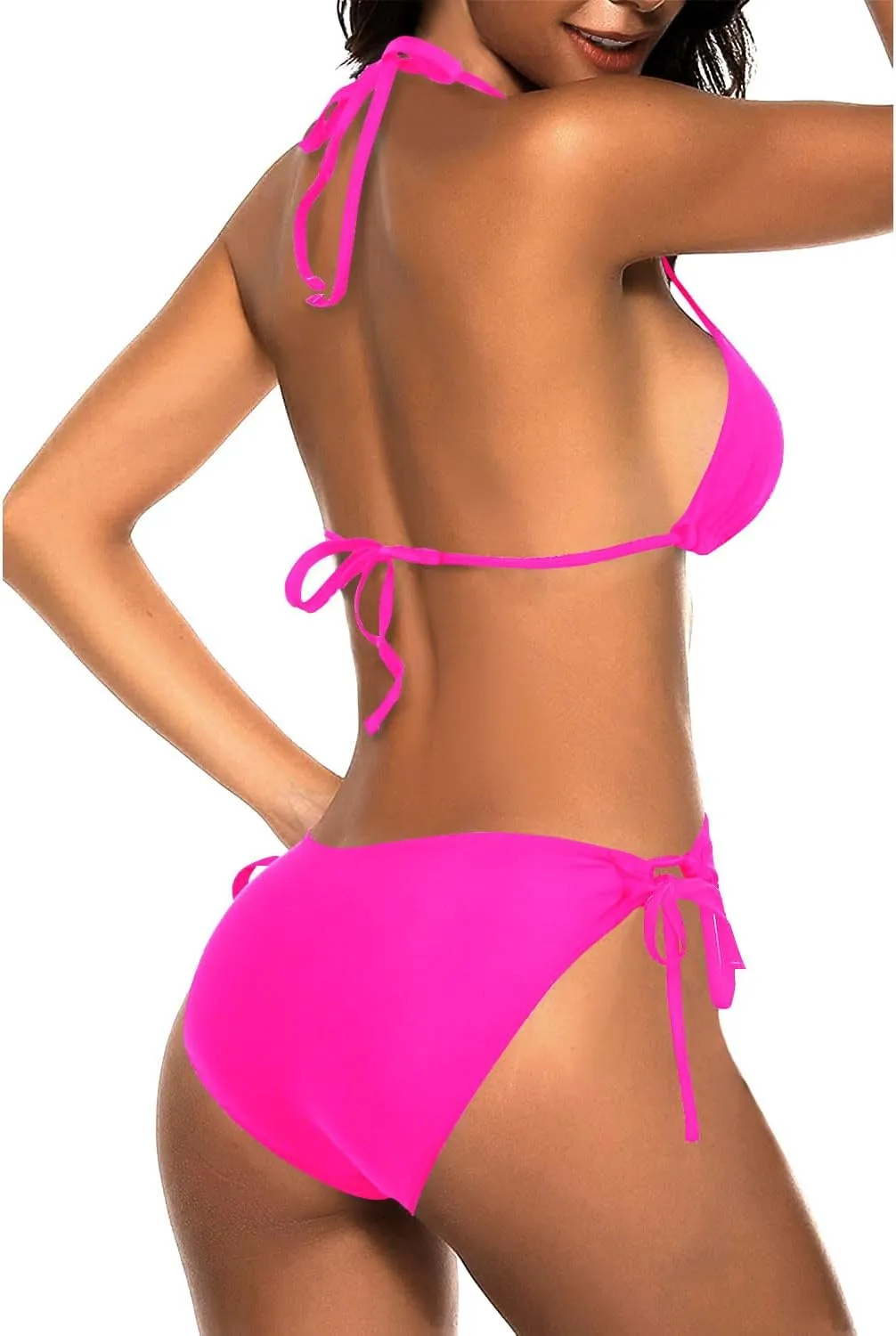 Tempt Me Women Triangle Bikini Sets Halter Two Piece Sexy Swimsuit String Tie Side Bathing Suit