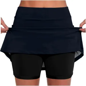 Tennis Athletic Skirts for Women Girls with Shorts High Waist Tummy Control Plus Size Skorts Running Golf Skirts with Pockets Skorts for Woman,Navy,XXXXXL, 5X-Large