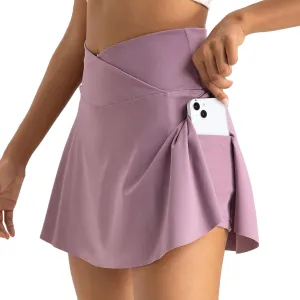 Tennis Skirts for Women with Shorts Underneath Cute Athletic Skirts with Pockets Slit High Waisted Golf Skirt