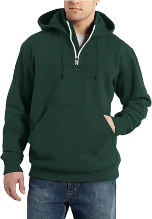 Thatrich Mens 1/4 Zip Pullover Sweatshirt Lightweight Oversized Hoodies Long Sleeve Casual Sweatshirts Plain Hooded Sport Top