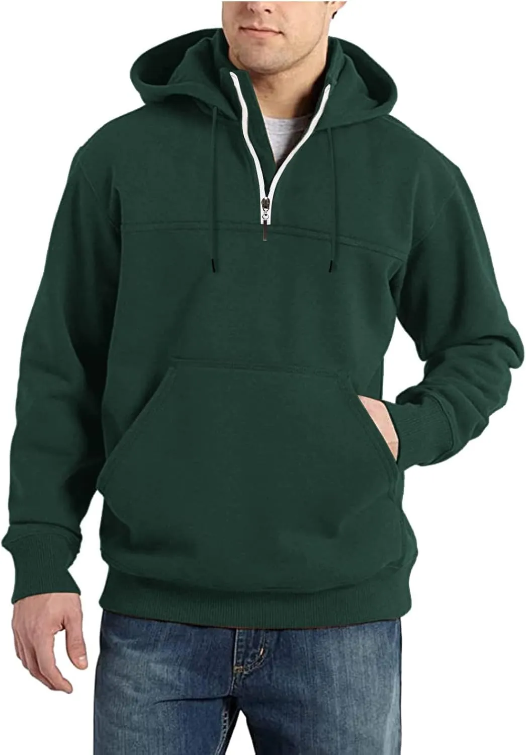 Thatrich Mens 1/4 Zip Pullover Sweatshirt Lightweight Oversized Hoodies Long Sleeve Casual Sweatshirts Plain Hooded Sport Top