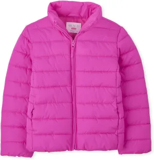 The Children's Place Girls' Medium Weight Wind-Resistant, Water-Resistant Puffer Jacket