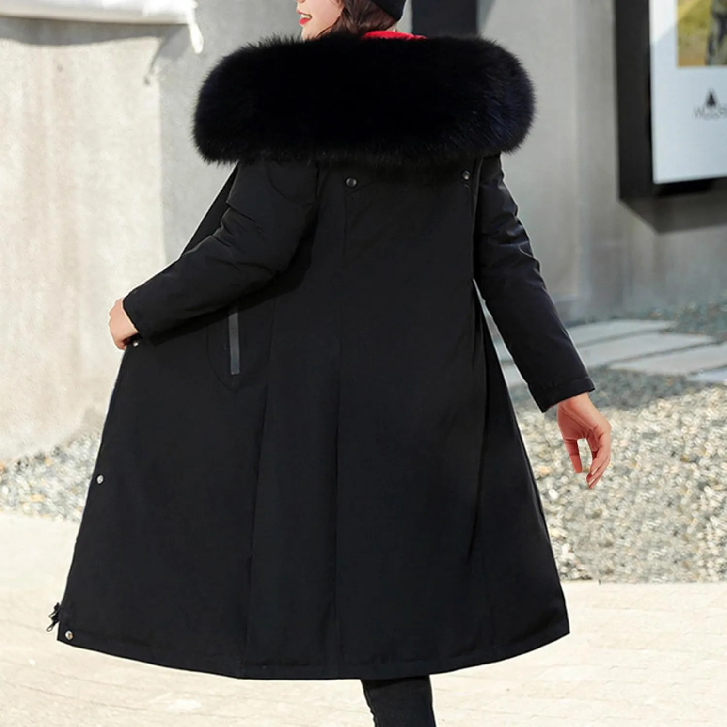 Thicken Winter Warm Coats For Women Dressy Casual Faux Fur Trim Reversible Jackets Plus Size Quilted Trench Coats