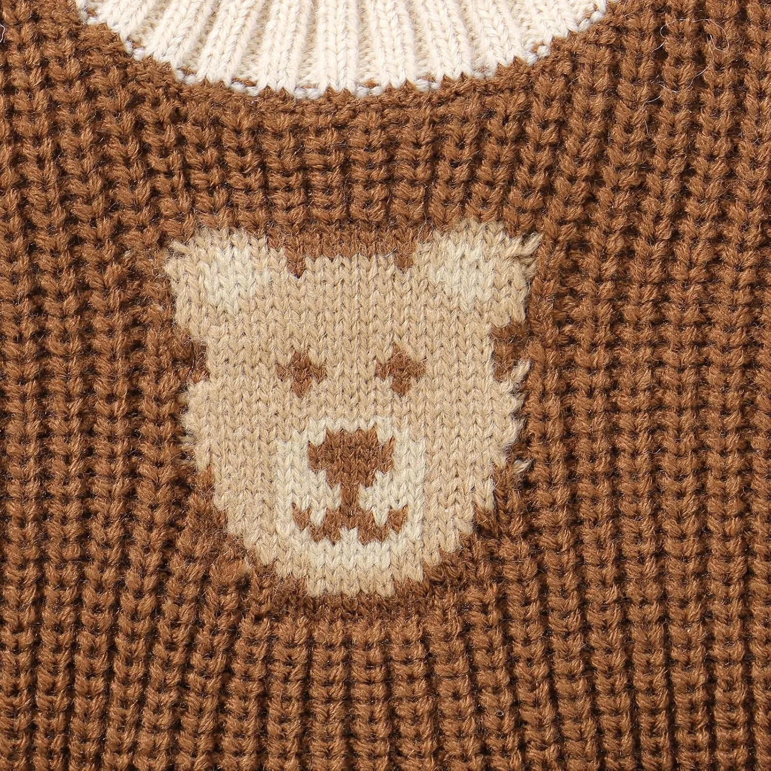 Toddler Baby Boy Girl Sweater Vest Sleeveless Bear Print Chunky Knit Warm Top with Pockets Cute Fall Winter Clothes