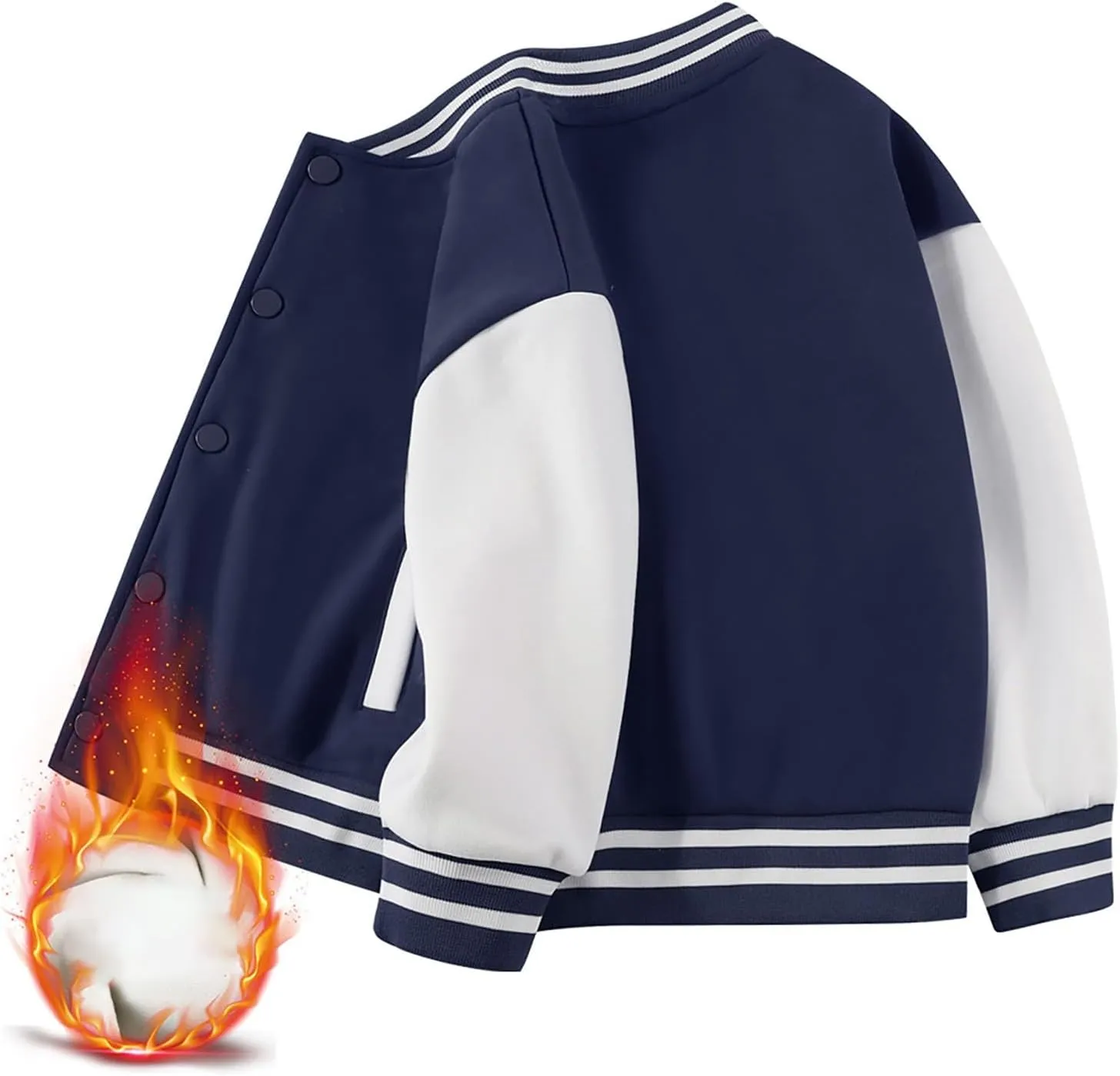 Toddler Baby Boys Girls Varsity Baseball Jacket Cute Bomber Jacket Warm Cotton Lined Puffer Down