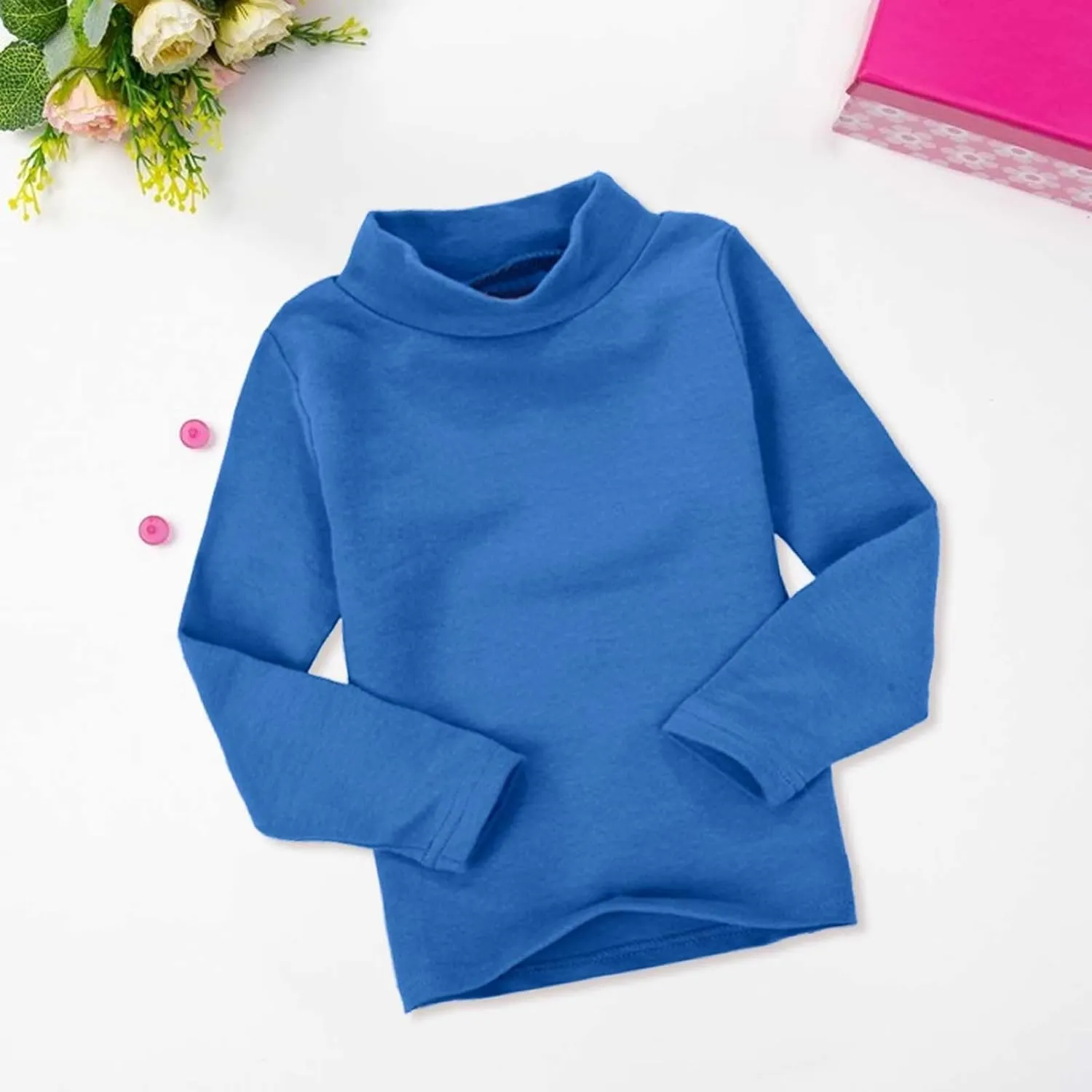 Toddler Kids Soft Cotton Pullover Long Sleeve T-Shirt Turtleneck Sweater for Girls Fall Winter Active Clothes