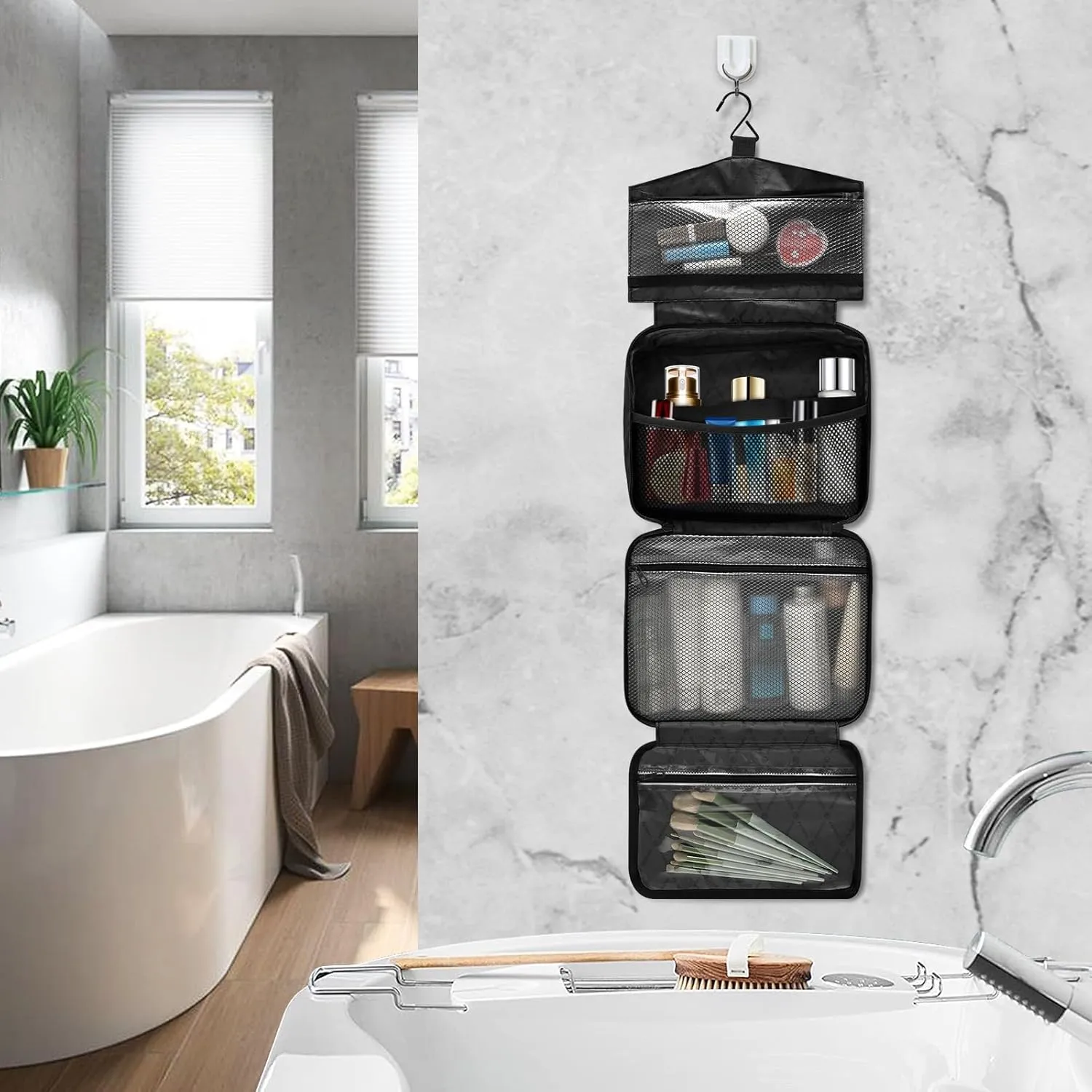 Toiletry Bag Cartoon Colorful Butterflies Hanging Makeup Organizer Water Resistant Cosmetic Bag