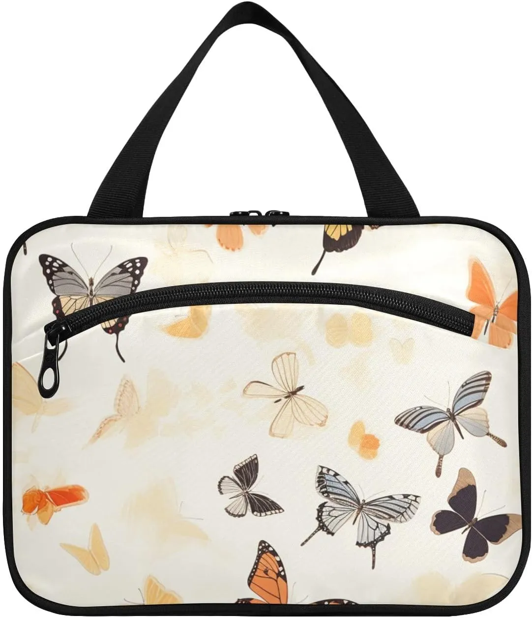 Toiletry Bag Cartoon Colorful Butterflies Hanging Makeup Organizer Water Resistant Cosmetic Bag