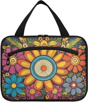 Toiletry Bag Cute Sun Flowers Pattern Hanging Makeup Organizer Water Resistant Cosmetic Bag