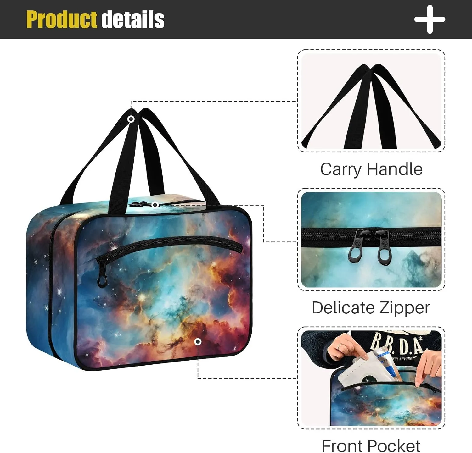 Toiletry Bag Fantasy Starry Sky Hanging Makeup Organizer Water Resistant Cosmetic Bag