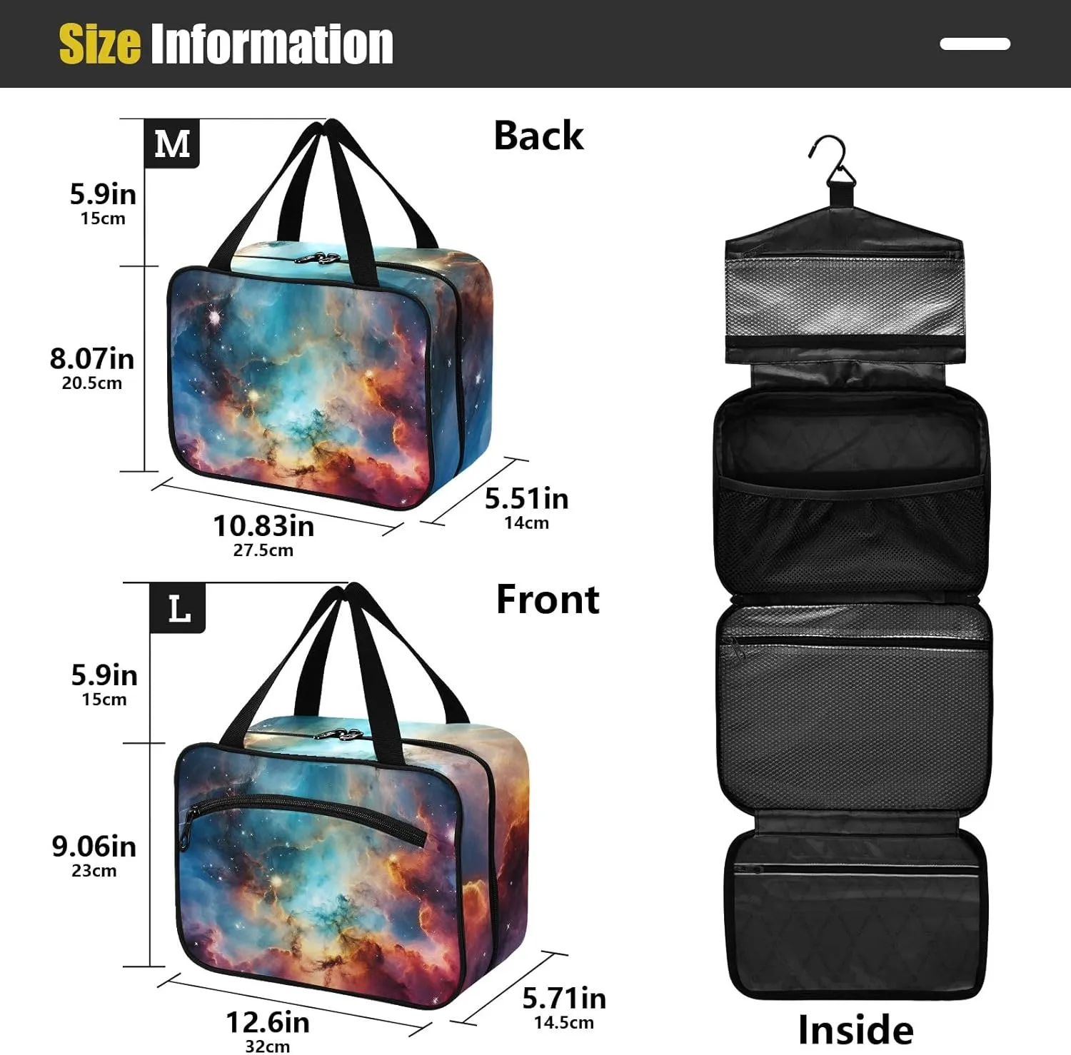Toiletry Bag Fantasy Starry Sky Hanging Makeup Organizer Water Resistant Cosmetic Bag