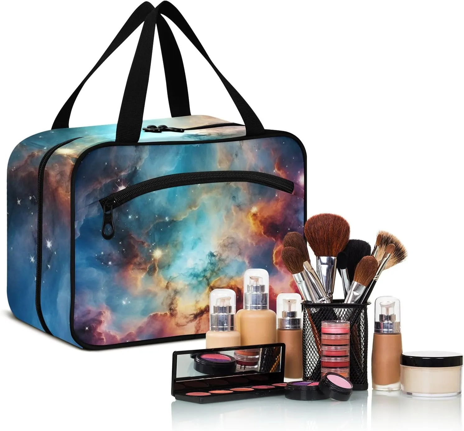 Toiletry Bag Fantasy Starry Sky Hanging Makeup Organizer Water Resistant Cosmetic Bag