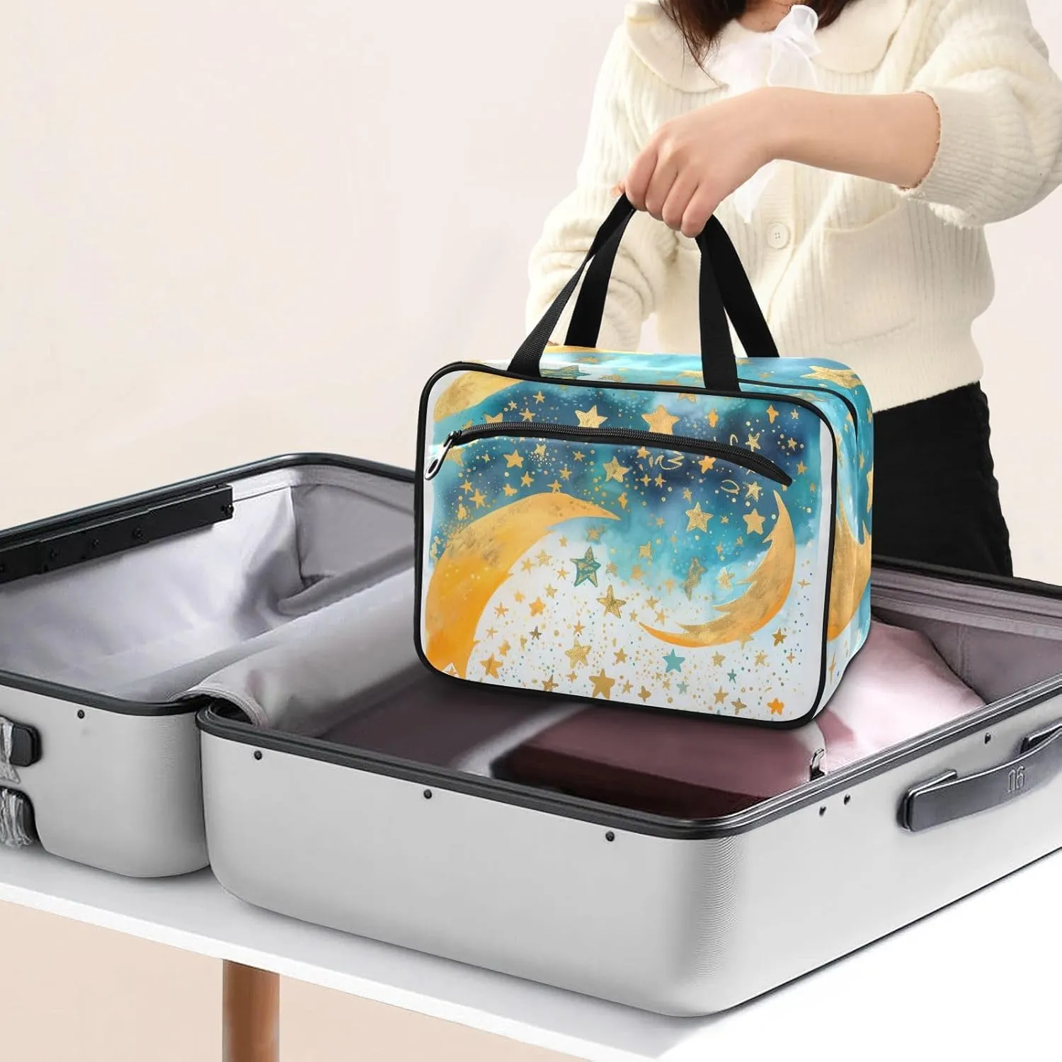 Toiletry Bag Milky Way Starry Sky Hanging Makeup Organizer Water Resistant Cosmetic Bag