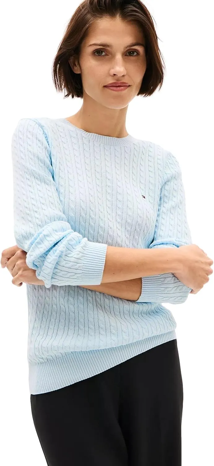 Tommy Hilfiger Women's Flag Logo Crewneck Cable Kint Sweaters Collection 2025
