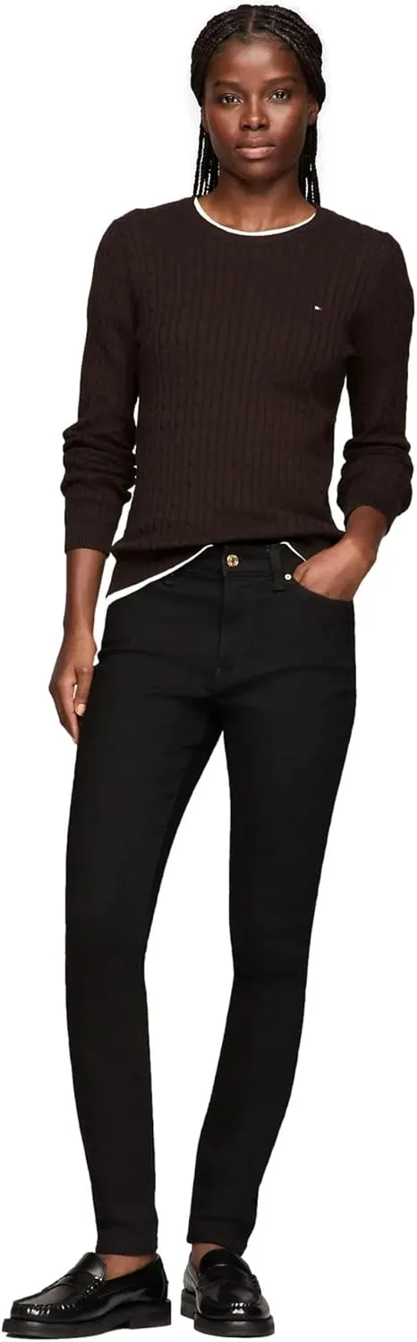 Tommy Hilfiger Women's Flag Logo Crewneck Cable Kint Sweaters Collection 2025