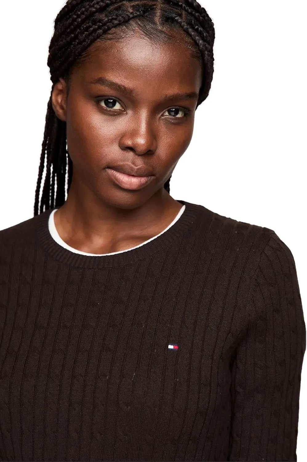 Tommy Hilfiger Women's Flag Logo Crewneck Cable Kint Sweaters Collection 2025