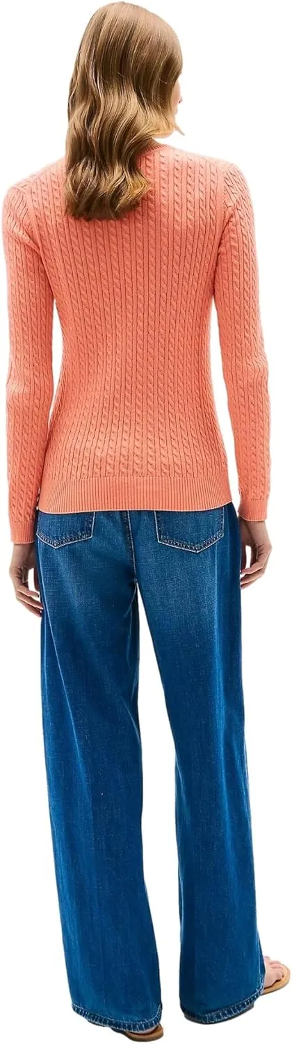 Tommy Hilfiger Women's Flag Logo Crewneck Cable Kint Sweaters Collection 2025