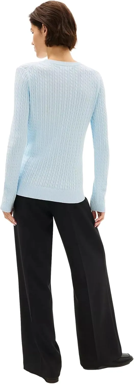 Tommy Hilfiger Women's Flag Logo Crewneck Cable Kint Sweaters Collection 2025