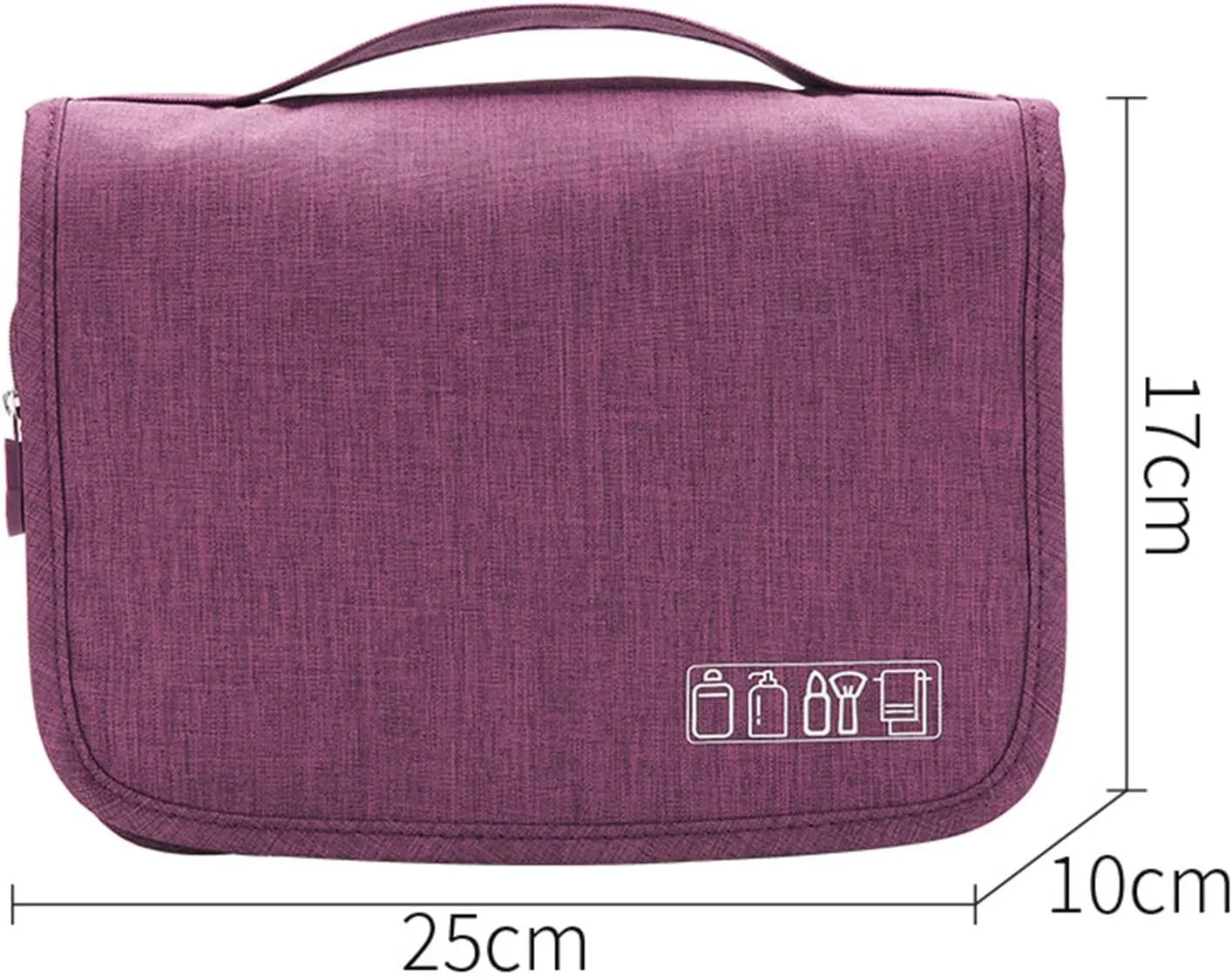 Travel Toiletry Bag with Hanging Hook, Water-resistant Makeup Cosmetic Bag (Grey), Purple